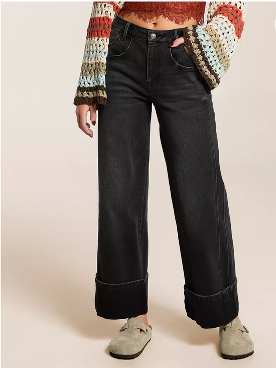 VERVET BY FLYING MONKEY Denim - Vervet by Flying Monkey Kris Baggy Wide Leg Jeans Black NWOT Size 28
